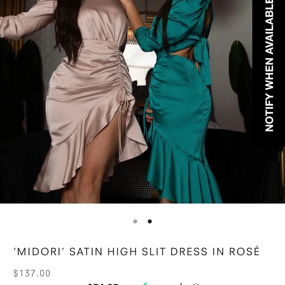 Pink Asymmetrical Ruched Cocktail Dress - Picture 2 of 3